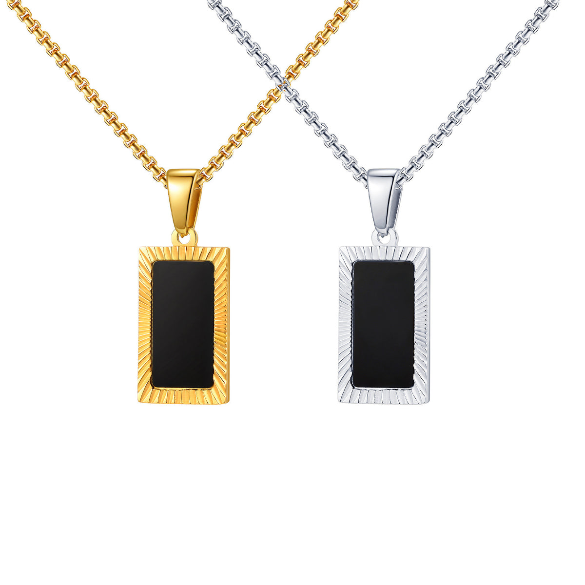 Black Inlay Sunburst Pendant — Chain Optional