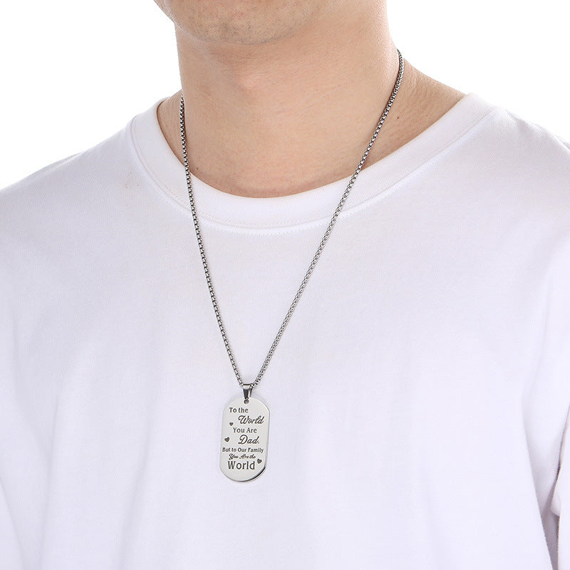 Planderful Titanium Steel Military Pendant Engraved For Dad