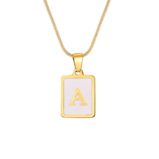 European And American Stainless Steel Gold Letter Pendant Necklace Women