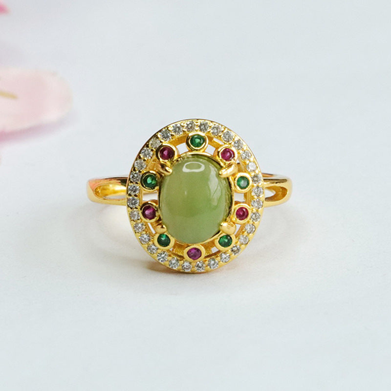 Hetian Jasper Vintage Cabochon Ring