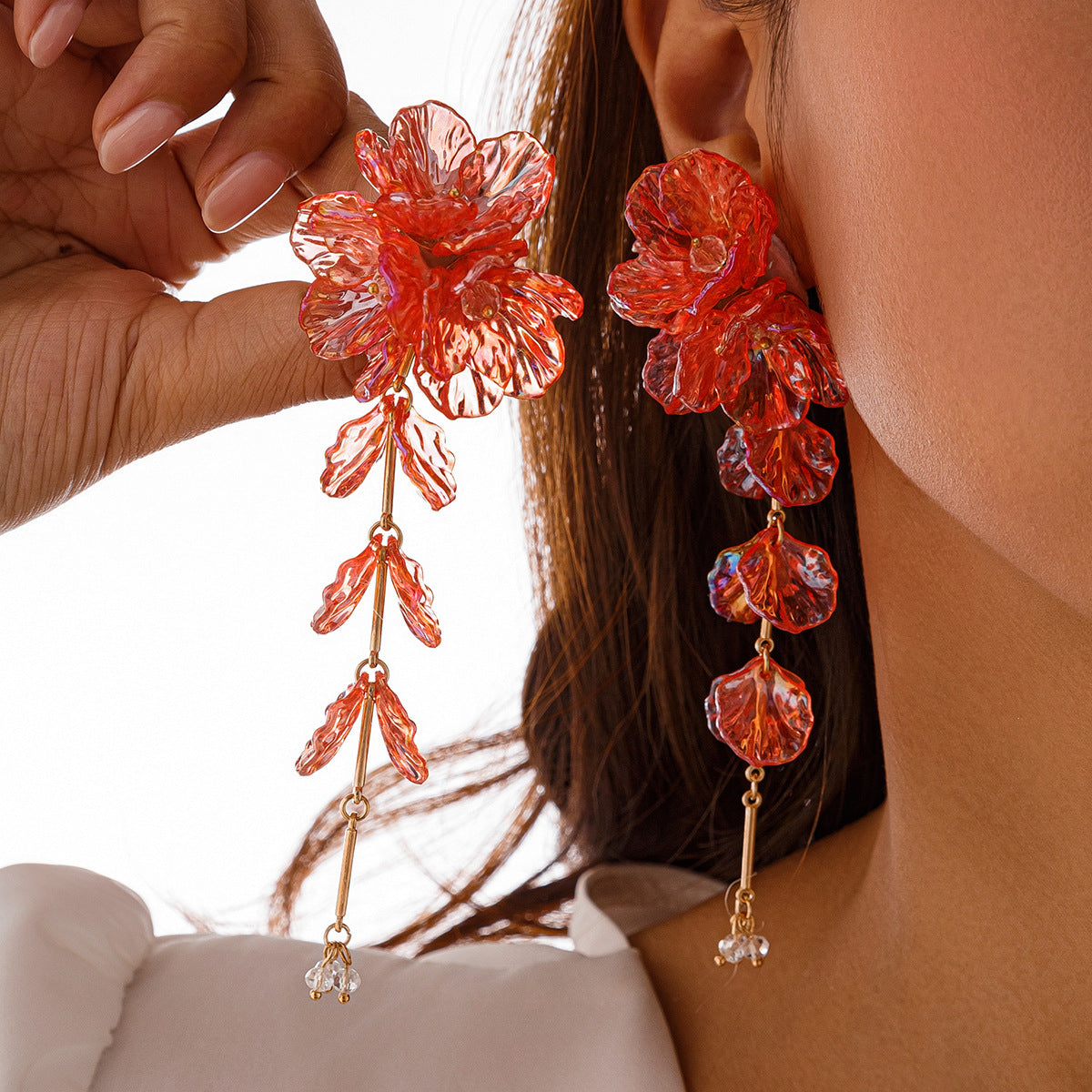 Planderful Vienna Verve 3D Floral Tassel Earrings For Women Colorful Scallop Design