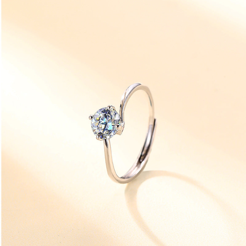 Four-Claw D-Color S925 Sterling Silver Women's Ring