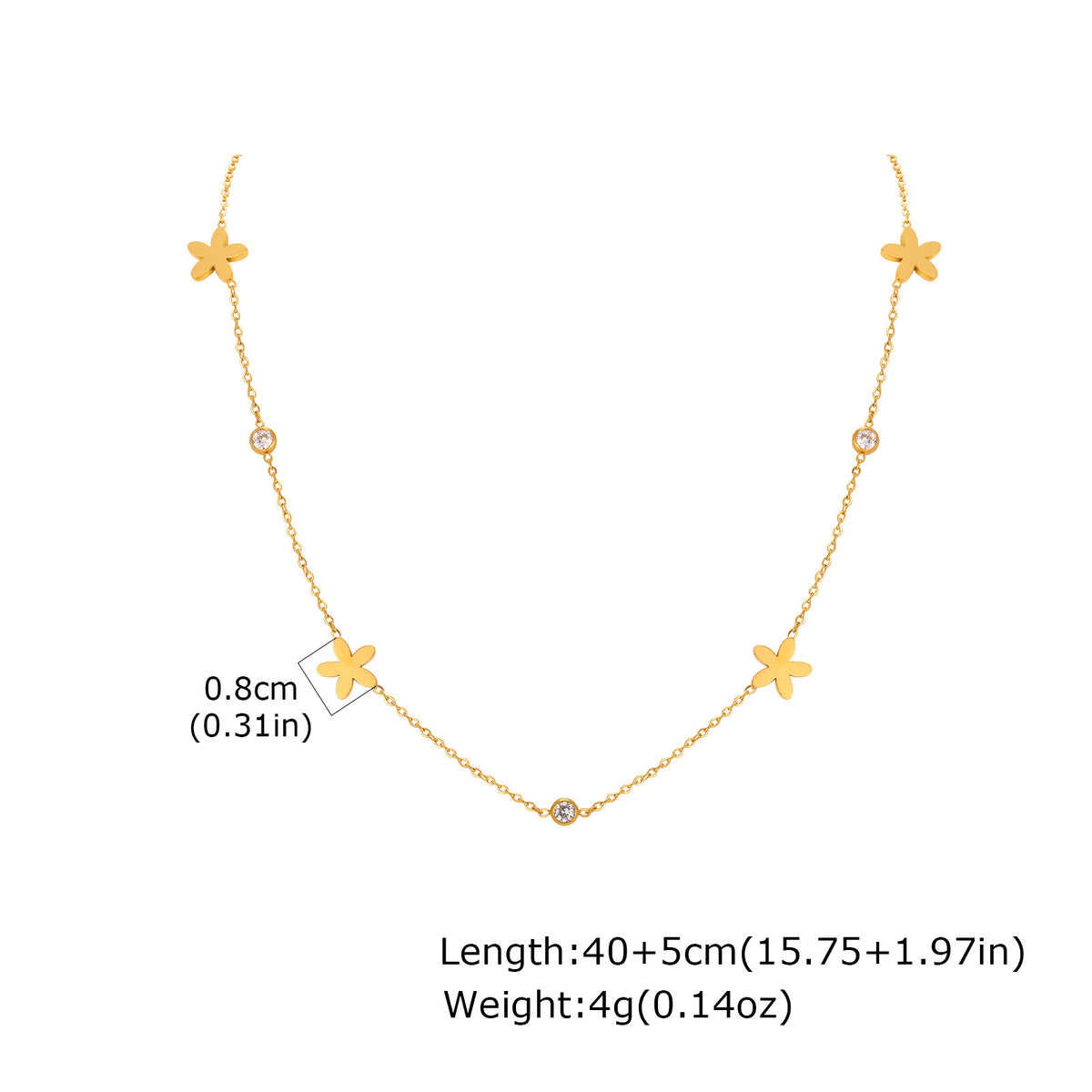 Heart Flower Zircon Stainless Steel Necklace