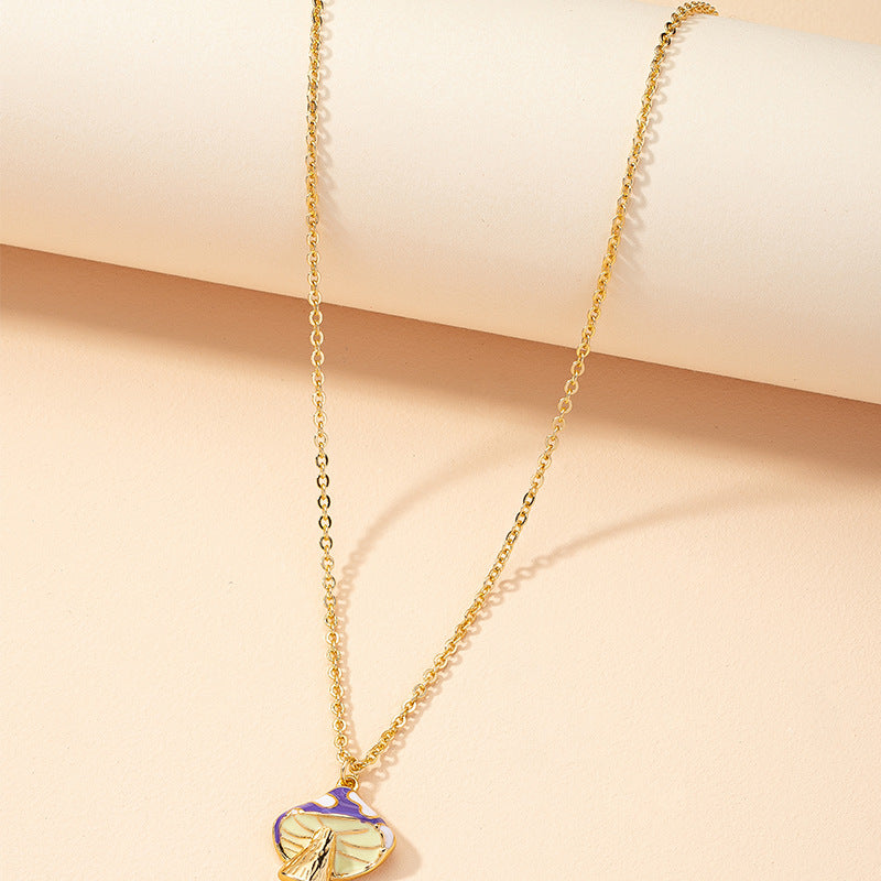 Golden Mushroom Glazed Necklace with Niche Design