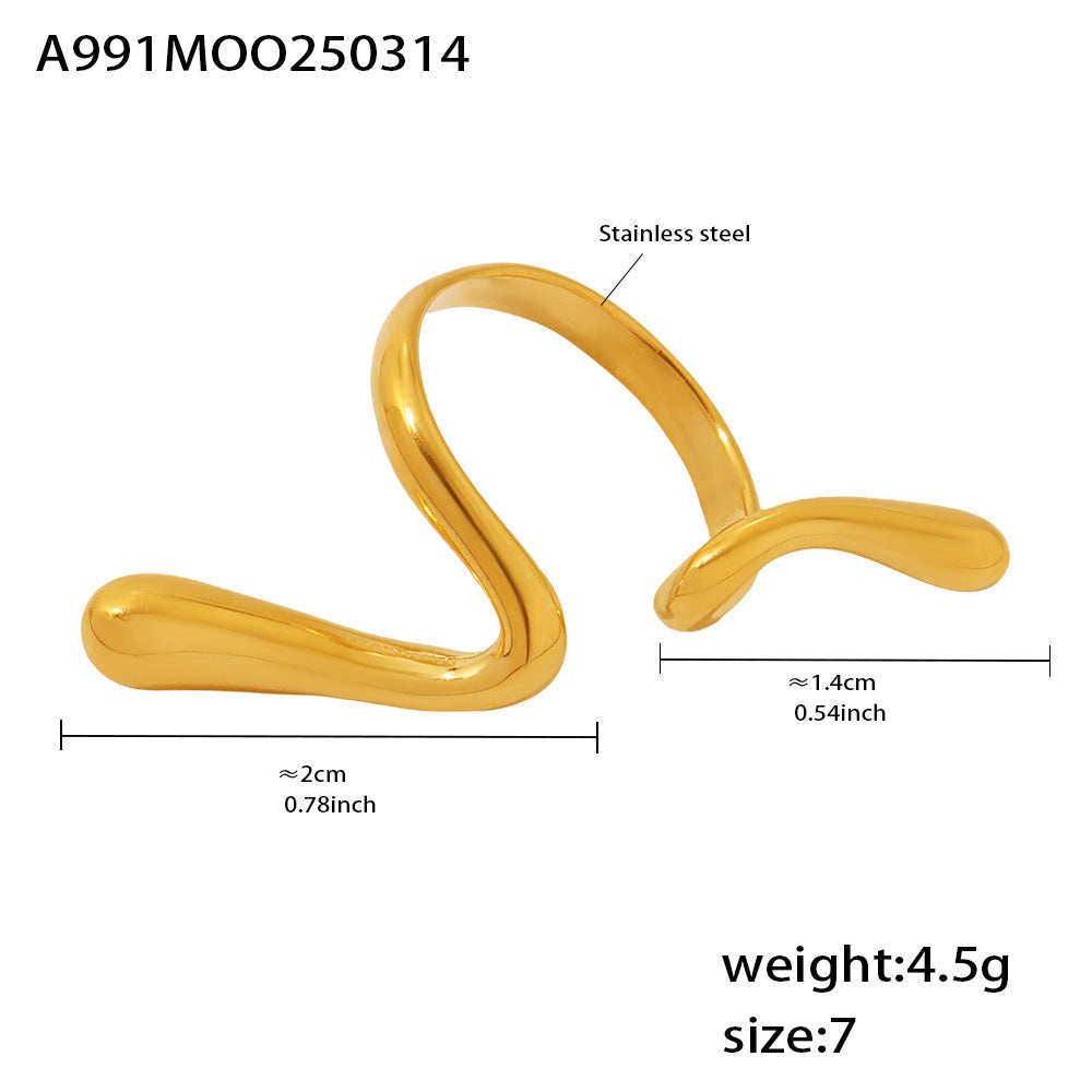 Planderful Open Knuckle Ring Titanium 18K Gold Plated Unisex