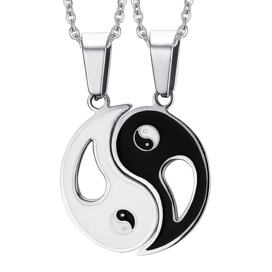 Stainless Steel Epoxy Gossip Couple Pendant