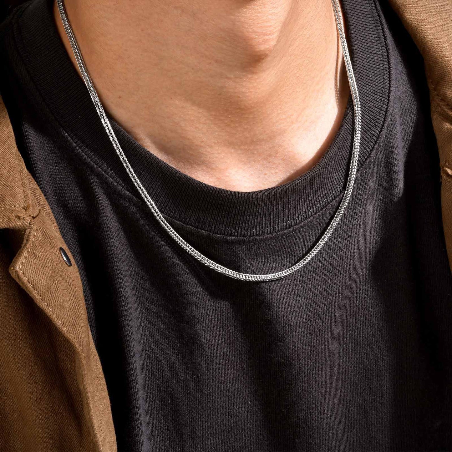 Titanium Steel Necklace for Men, 2.4MM Chain Jewelry