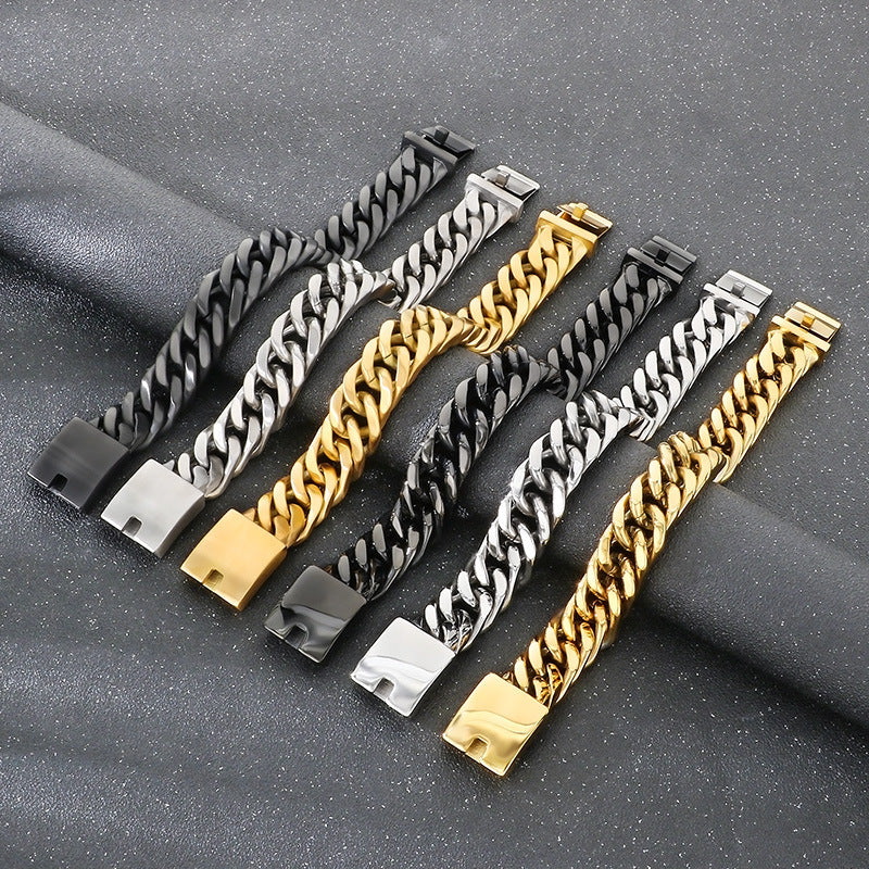 Planderful Premium Cuban Link Bracelet Men 18mm Titanium