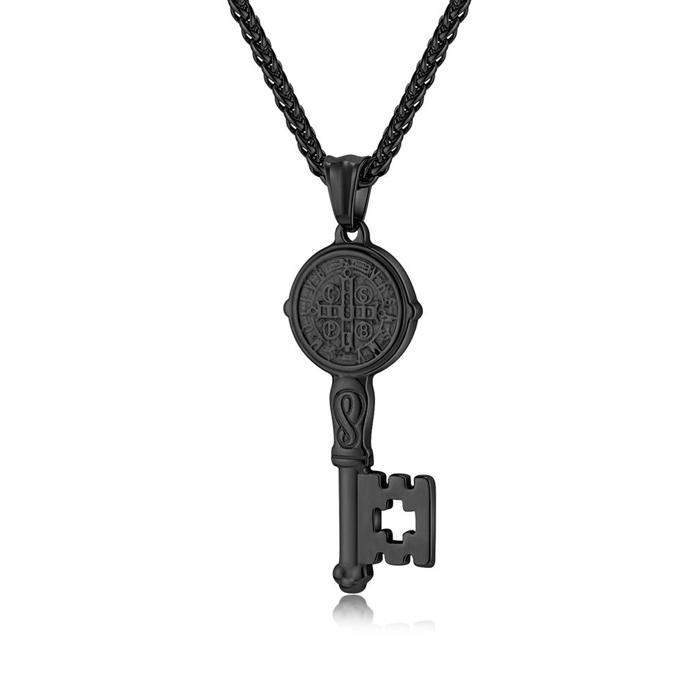 St. Benedict Exorcist Key Necklace Personalized Pendant for Men