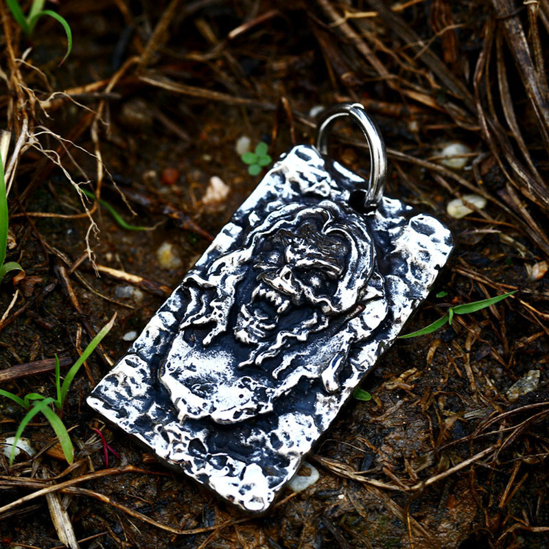 Retro Stainless Steel Skull Pendant for Men - European and American Dominating Titanium Steel Jewelry