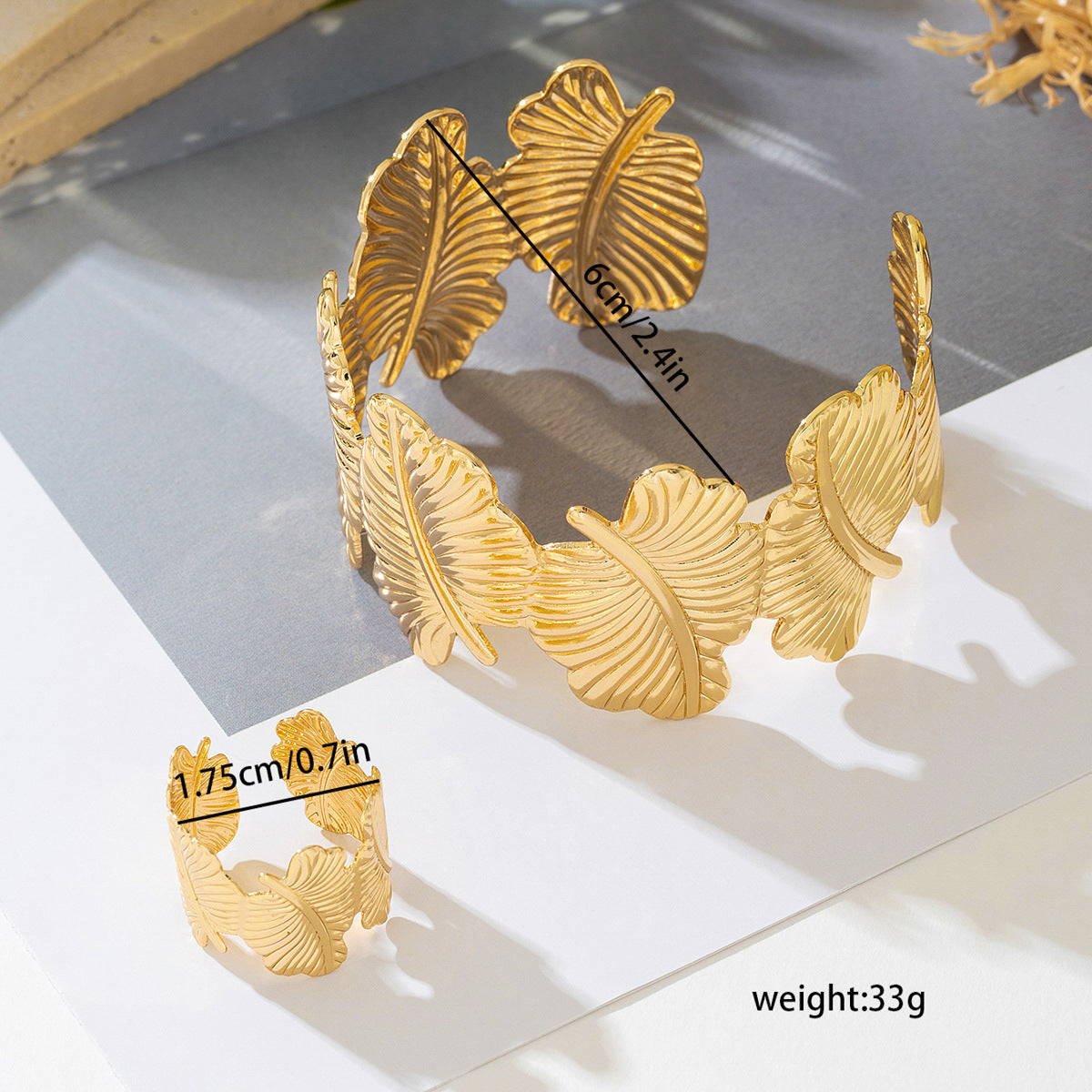 Stylish Metal Leaf Jewelry Set for Women by Planderful