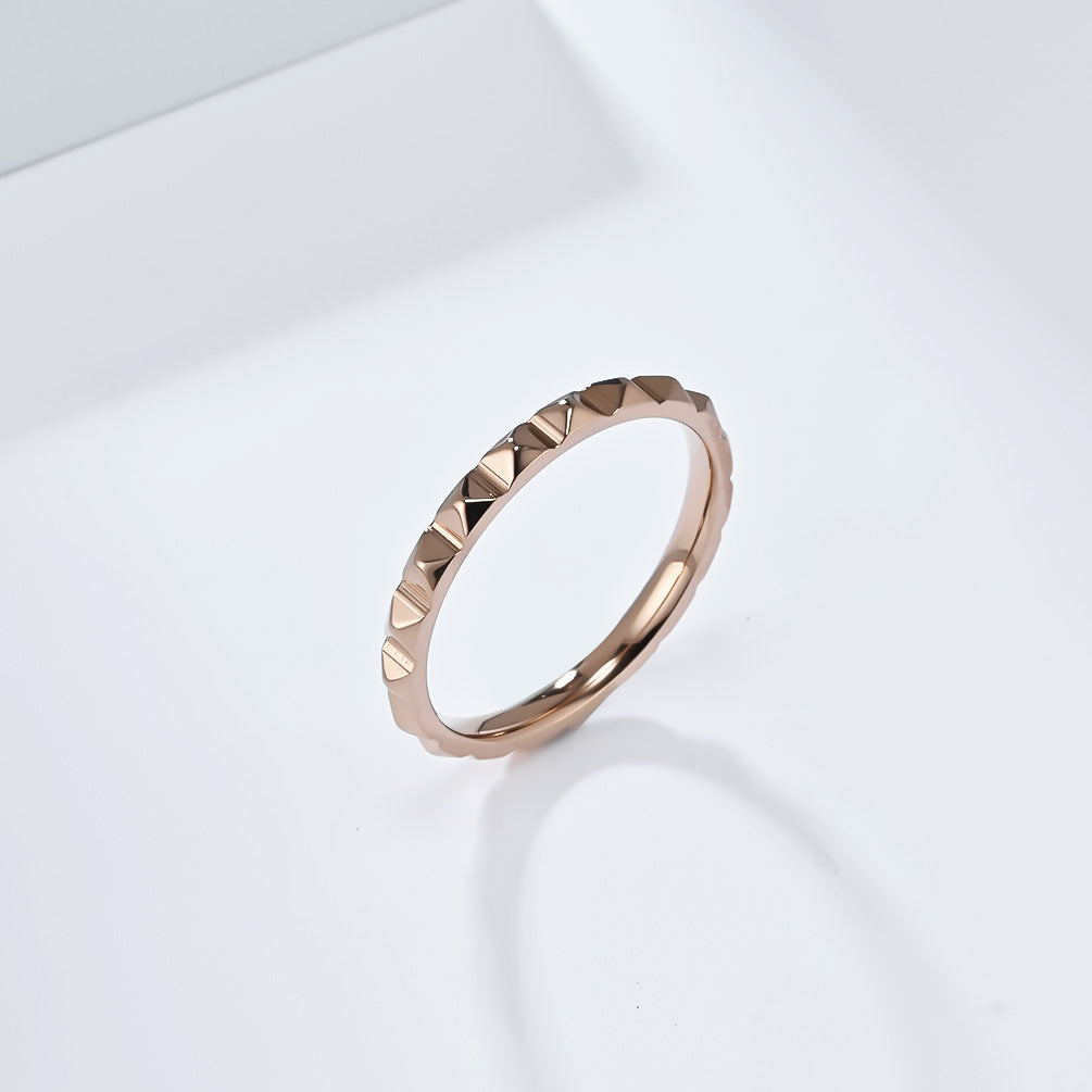 Planderful Titanium Steel Rhombus Ring With Pyramid Lattice Tail For Women Stylish Everyday Genie