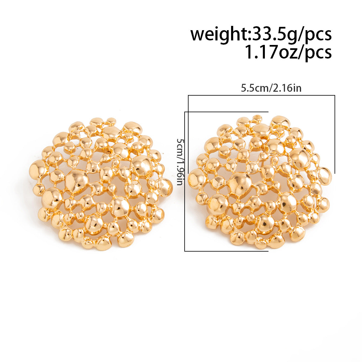 Planderful Vienna Verve Bubble Stud Earrings Geometric Hollow Alloy Honeycomb Statement Jewelry For Edgy Women