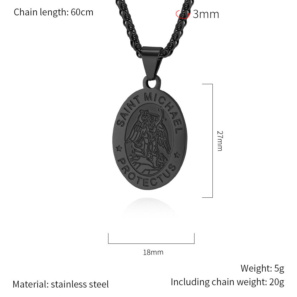 Patron Saint Necklace For Men Durable Titanium Steel Planderful Versatile Cultural Pendant
