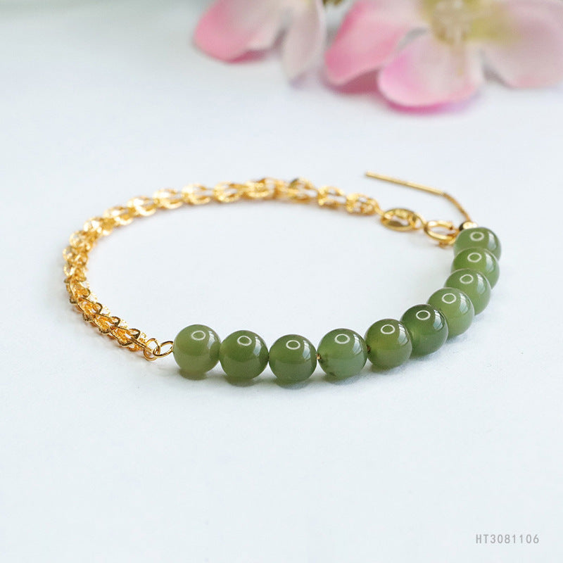 925 Sterling Silver Qingshui Hetian Jade Phoenix-Tail Bracelet