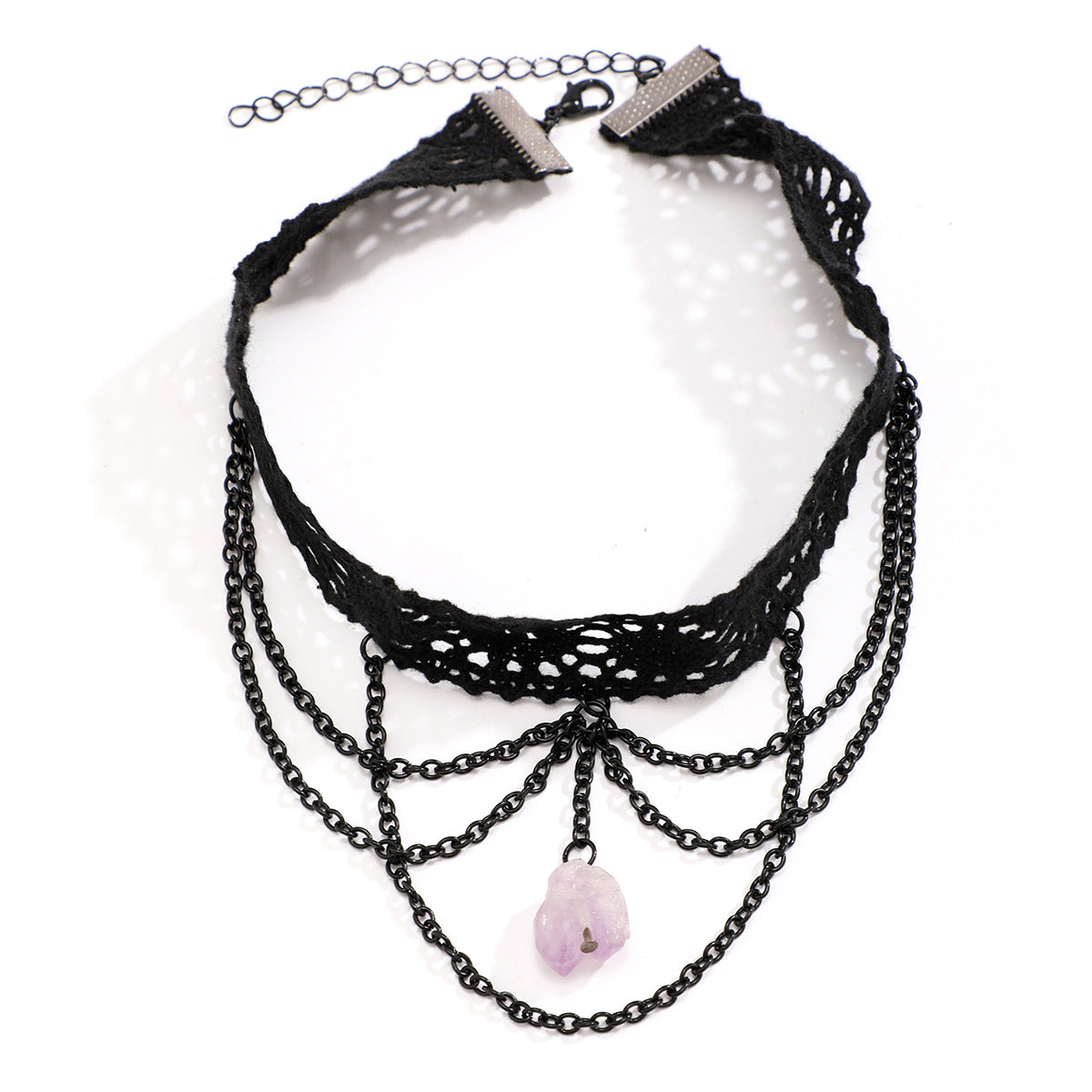 Gothic Stone Lace Collar Choker Necklace with Irregular Design
