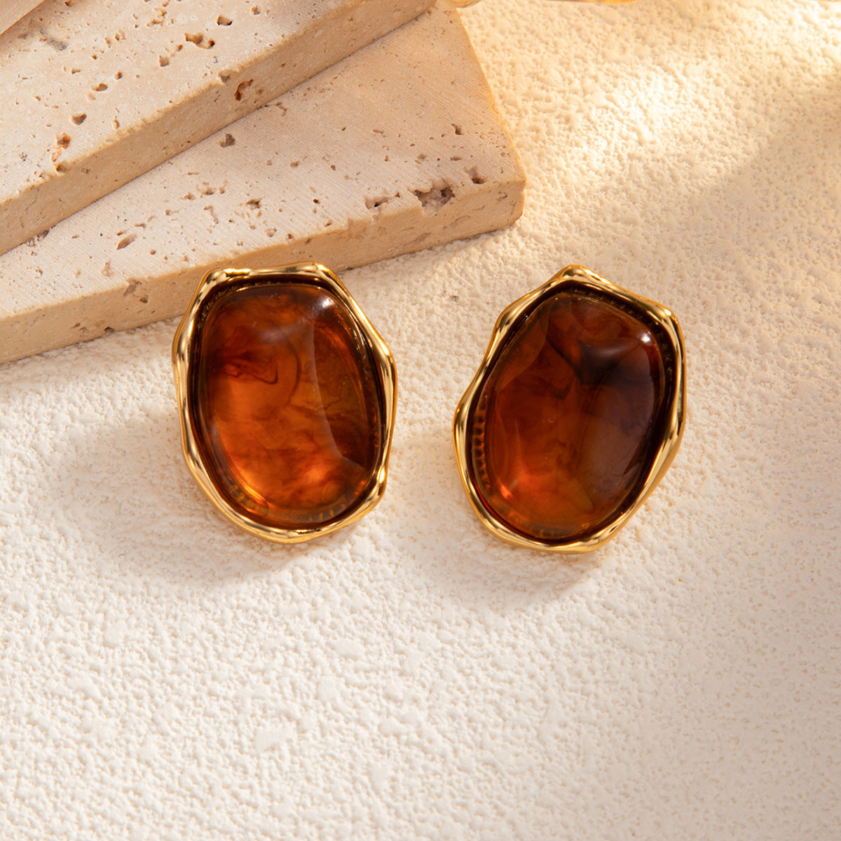 Planderful Vienna Verve Stainless Steel Irregular Concave Convex Stud Earrings For Women Geometric Statement Jewelry