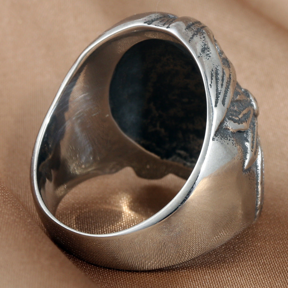 Titanium Steel Eagle and Skull Ring for Men - Retro Trendy Accessories in European and American Style