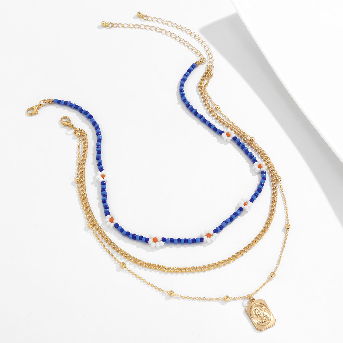 Planderful Vienna Verve Necklace Daisy Mix Portrait Retro Bead Chain For Women Statement Jewelry