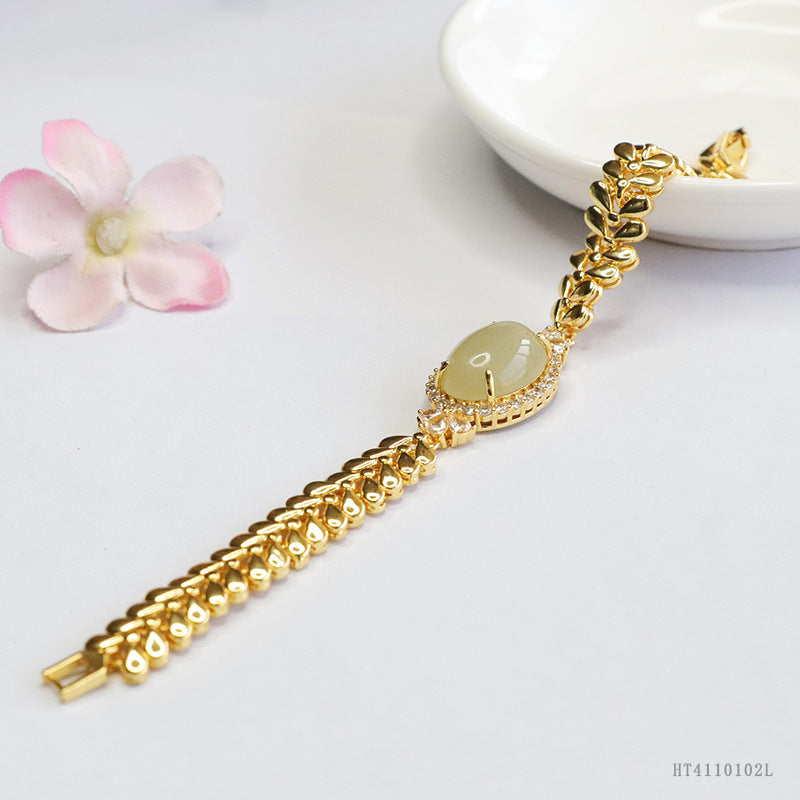 Qingshui Hetian Jade Wheat Motif Bracelet