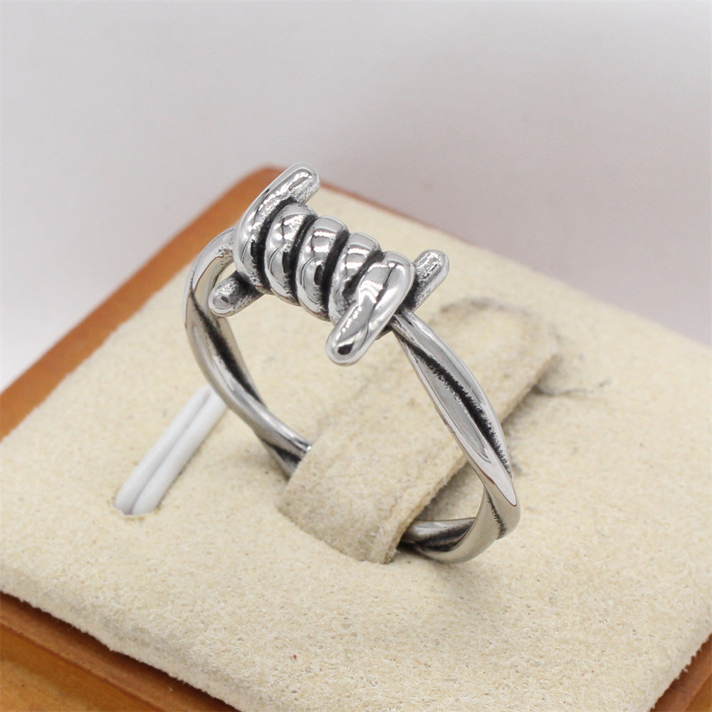 Planderful Titanium Steel Ring Unisex Retro Screw Design For Men And Women Durable Jewelry