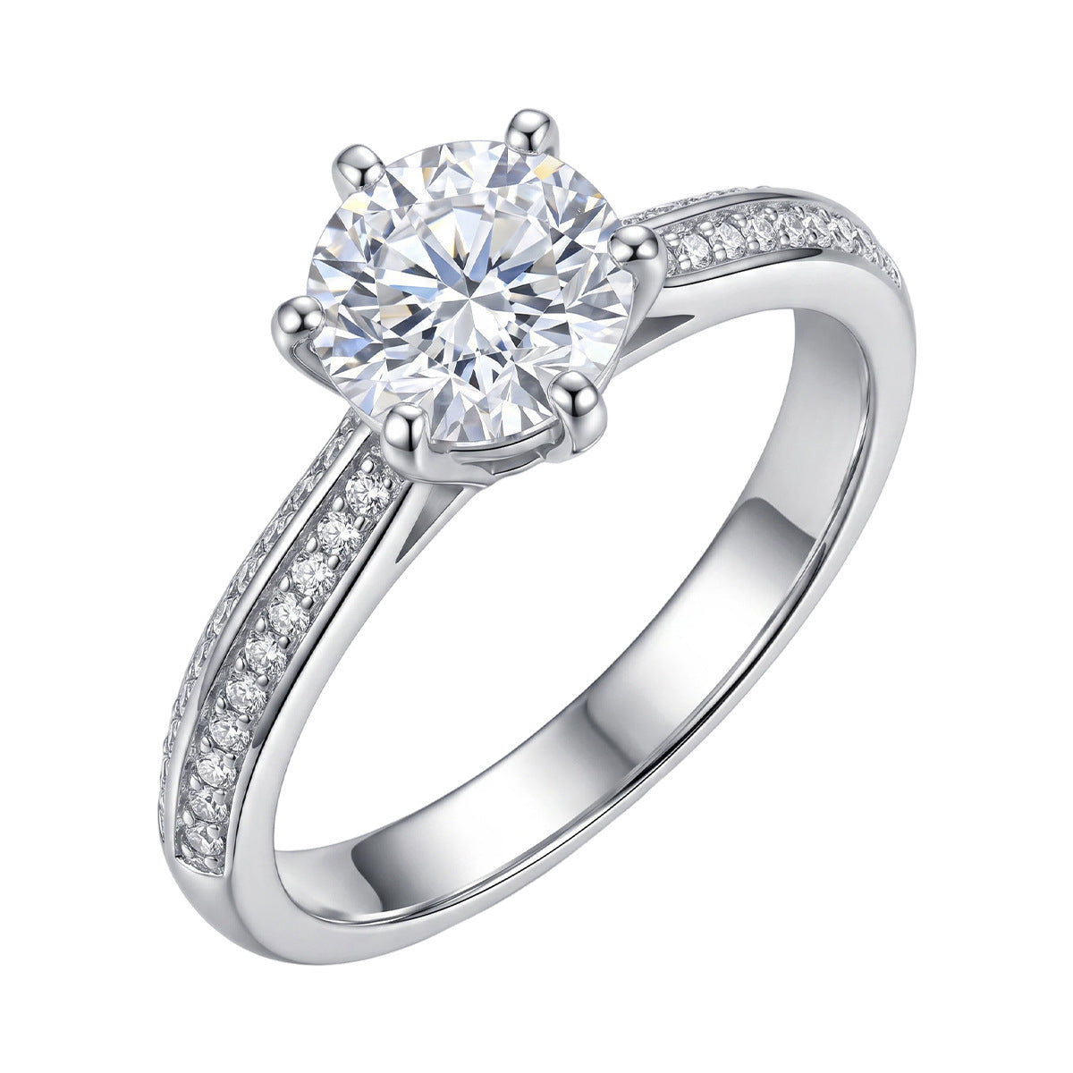 Classic Six-Prong S925 Sterling Silver Ring