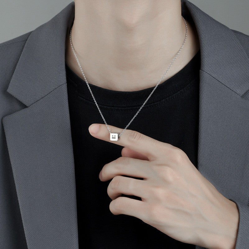 Planderful Jewelry Smiley Face Necklace Stainless Steel