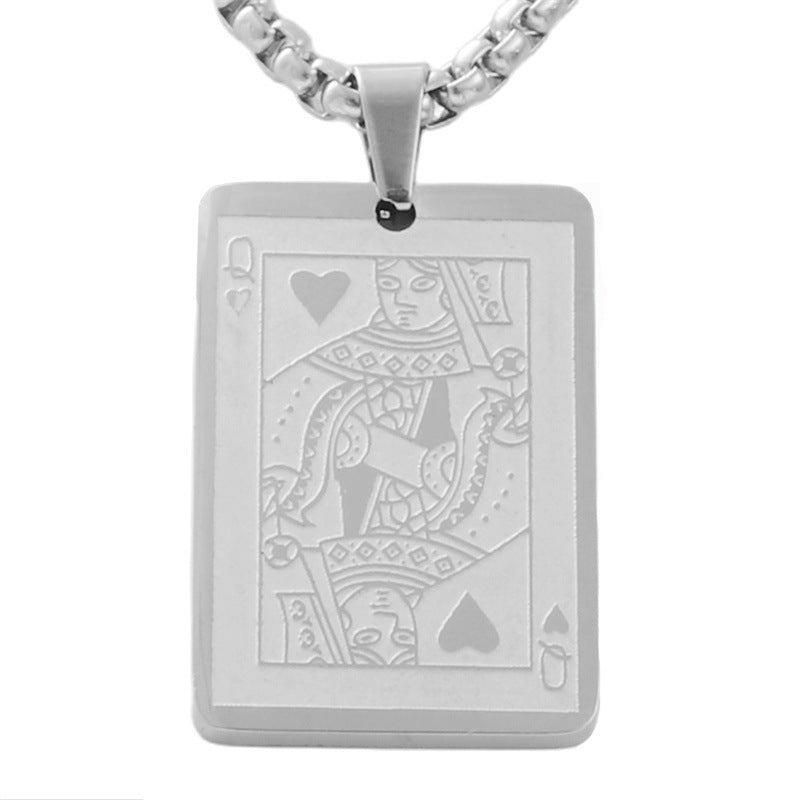 Personalized Retro Playing Card Pendant Necklace for Men in Titanium Steel