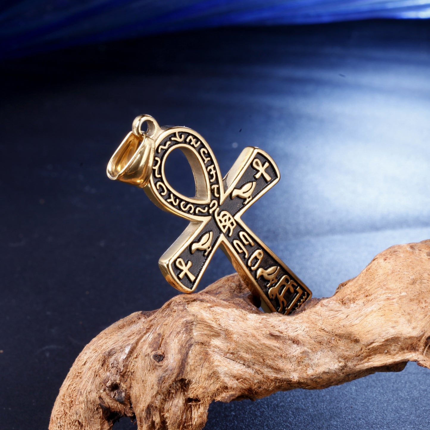 Planderful Cross Necklace For Men Steel Egyptian Pendant Hip Hop Style Personalized Gift