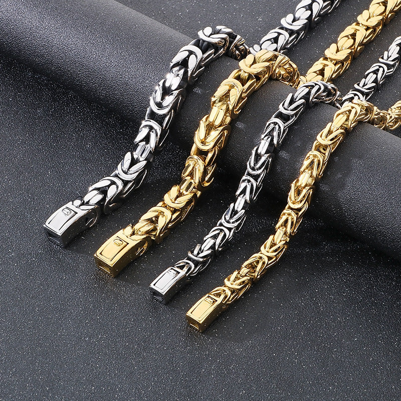 Planderful Men Titanium Steel Necklace Retro Imperial Chain