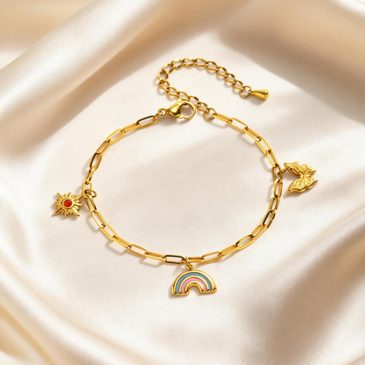Stainless Steel Sun Rainbow Butterfly Bracelet