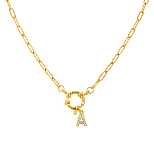 Name Letter Stainless Steel Small Square Chain Bubble Buckle Copper 26 Letter Necklace