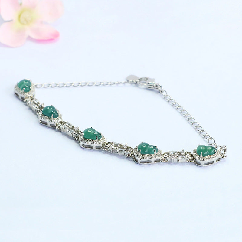 Blue Water Jadeite Gourd 7.8*5.8 mm Bracelet