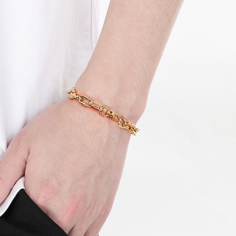 Planderful Unisex Hip Hop Stainless Steel Bracelet