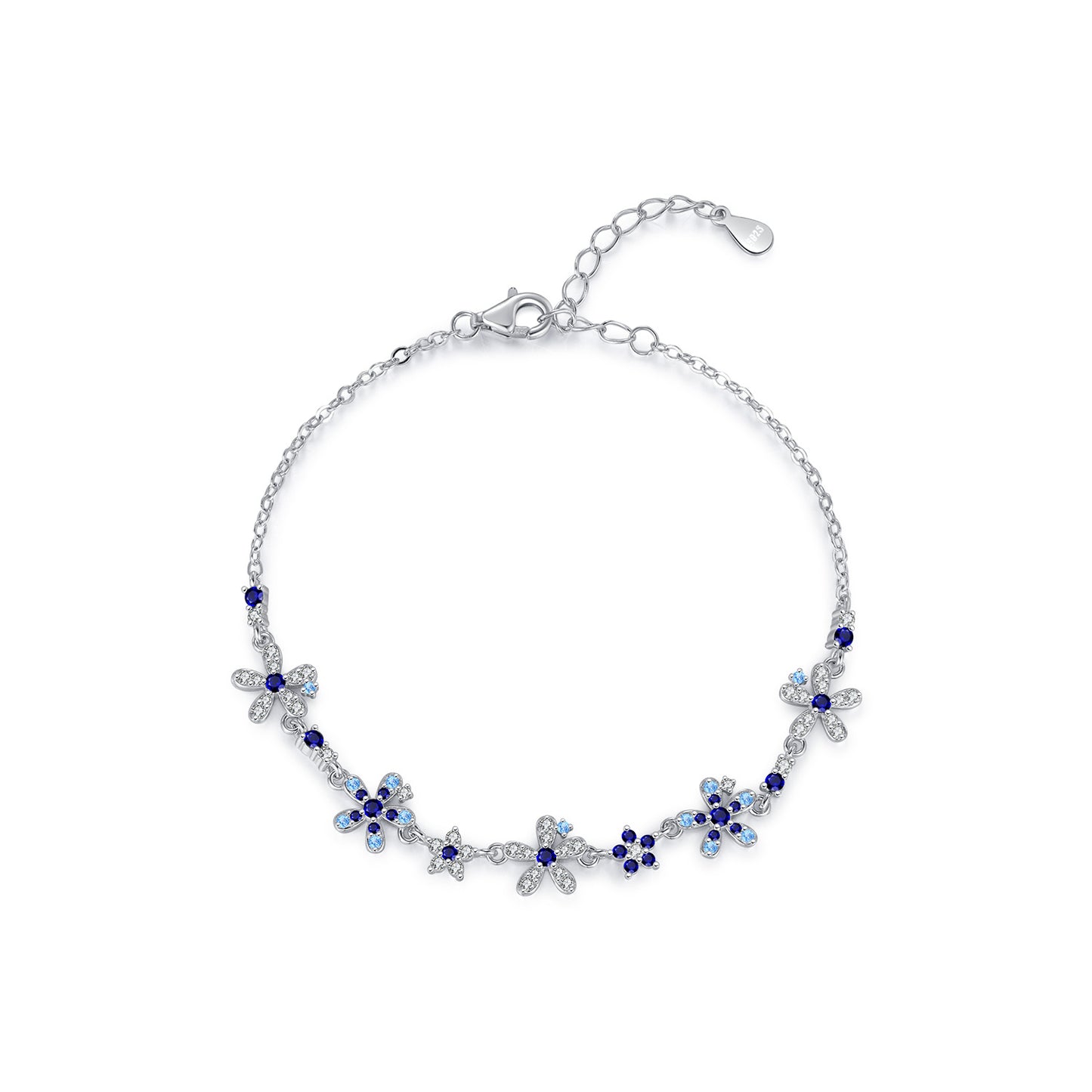 Planderful Everyday Genie Bracelet – Exquisite Blue Flower Design with Zircon Accents