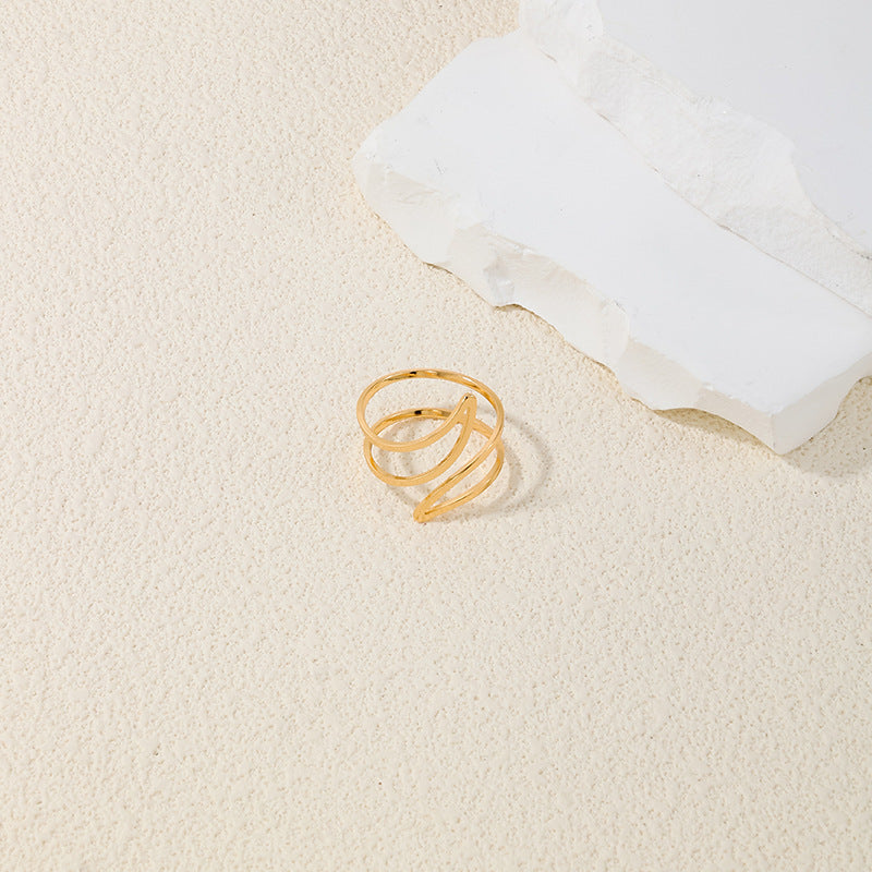 Vienna Verve Collection: Elegant Handcrafted Metal Tornado Women's Ring in Double-Layer Design