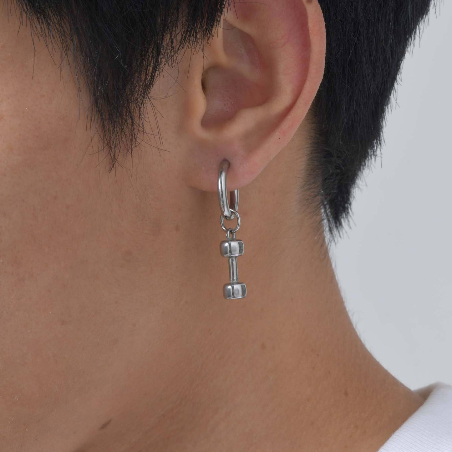 Planderful Trendy Stainless Steel Dumbbell Earrings For Men