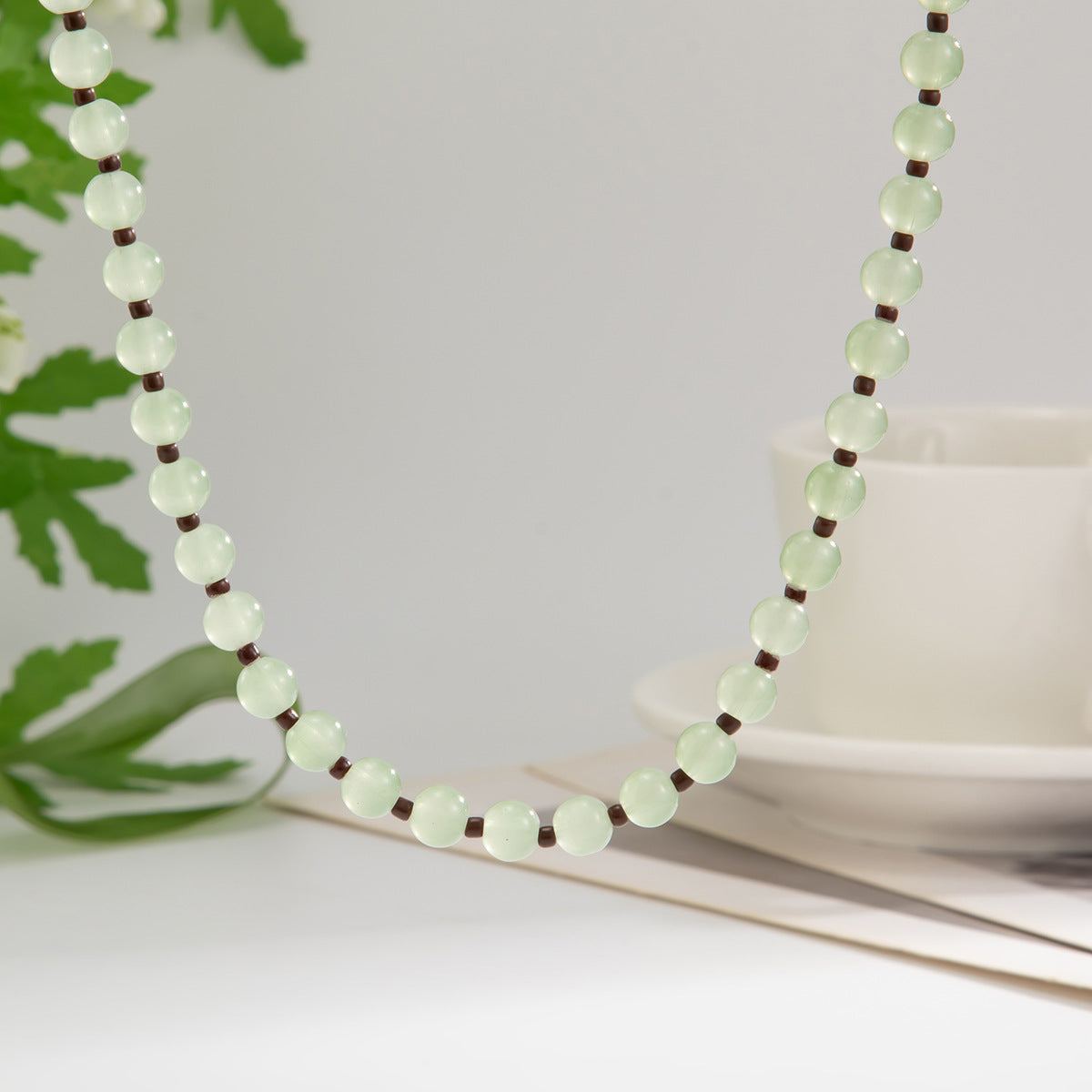 Ethnic Color Bead Collarbone Necklace