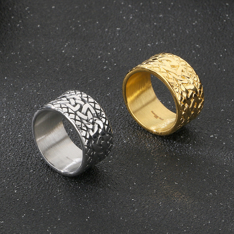 Planderful Men Woven Pattern Ring Titanium Steel Hipster