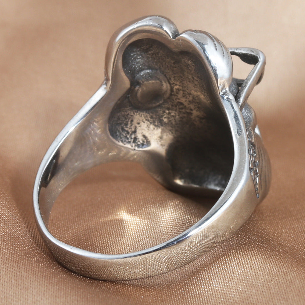 Titanium Steel Portrait Ring for Men - Personalized Retro Trendy Accessory
