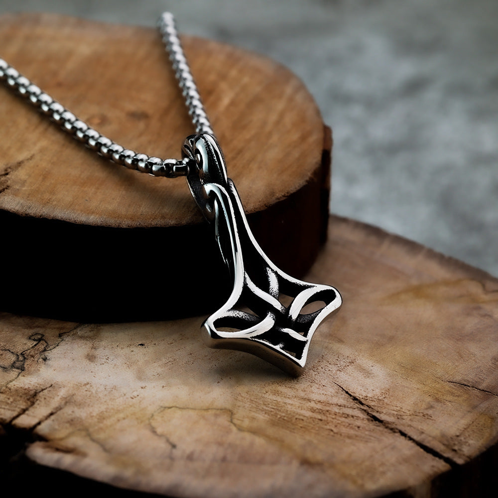 Planderful Viking Pendant Necklace For Men Hollow Titanium