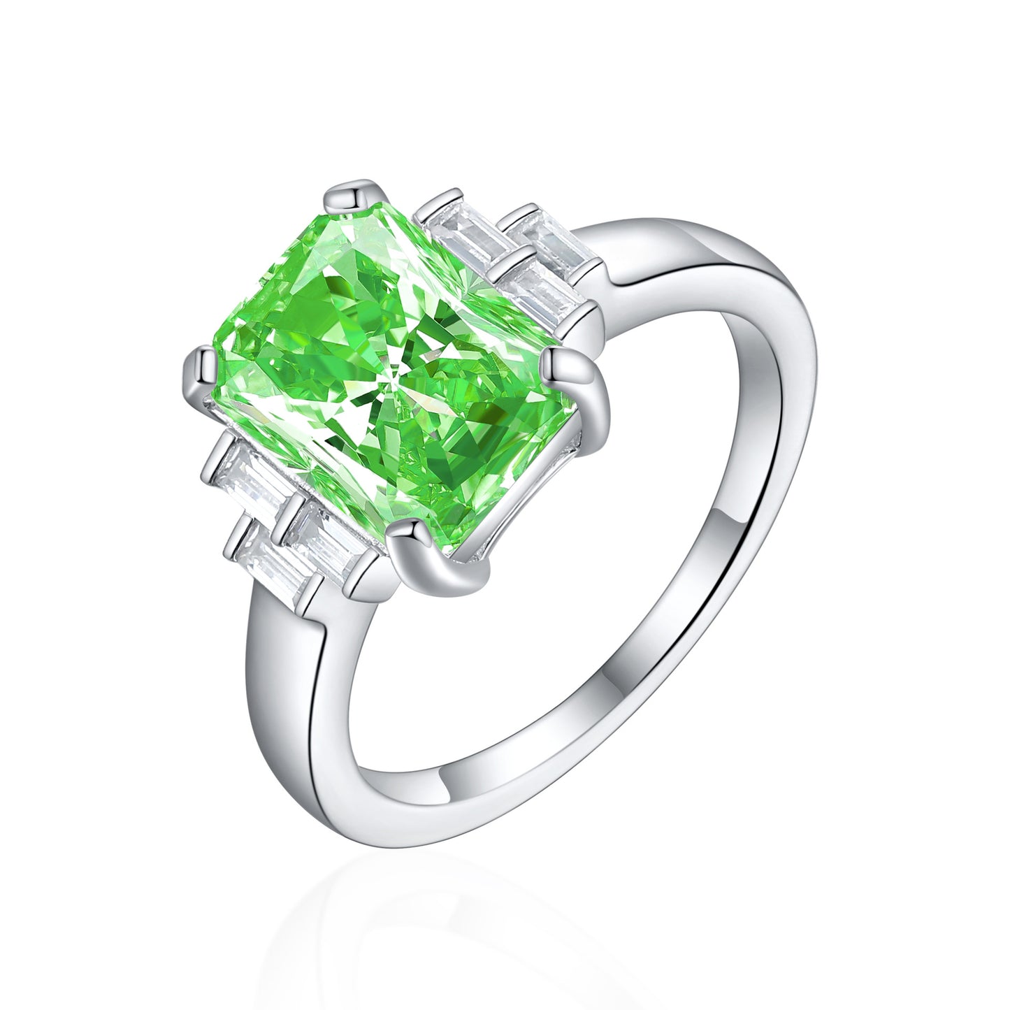 High-End 925 Sterling Silver Flame Ice Flower Cut Zircon Ring