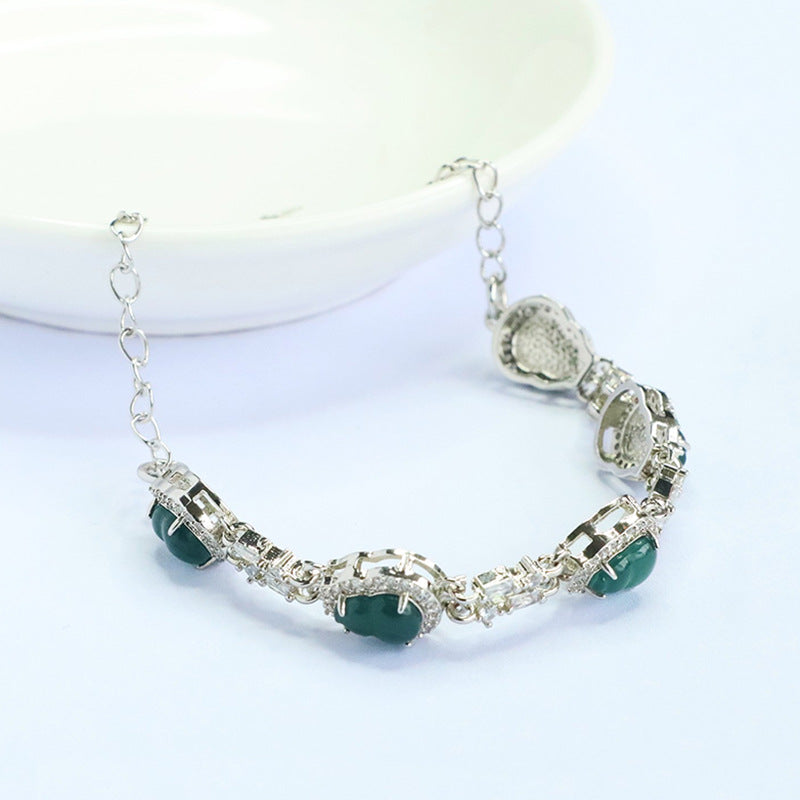Blue Water Jadeite Gourd 7.8*5.8 mm Bracelet