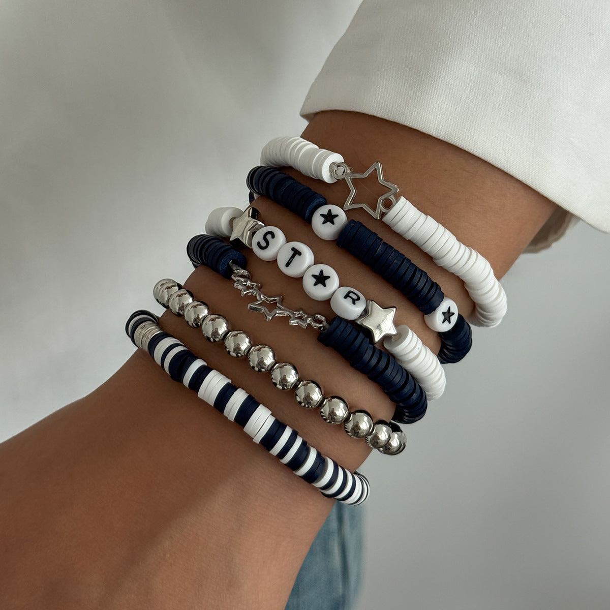 Planderful Vienna Verve Friendship Star Bracelet Set Stacking Elastic Beaded Jewelry For Women