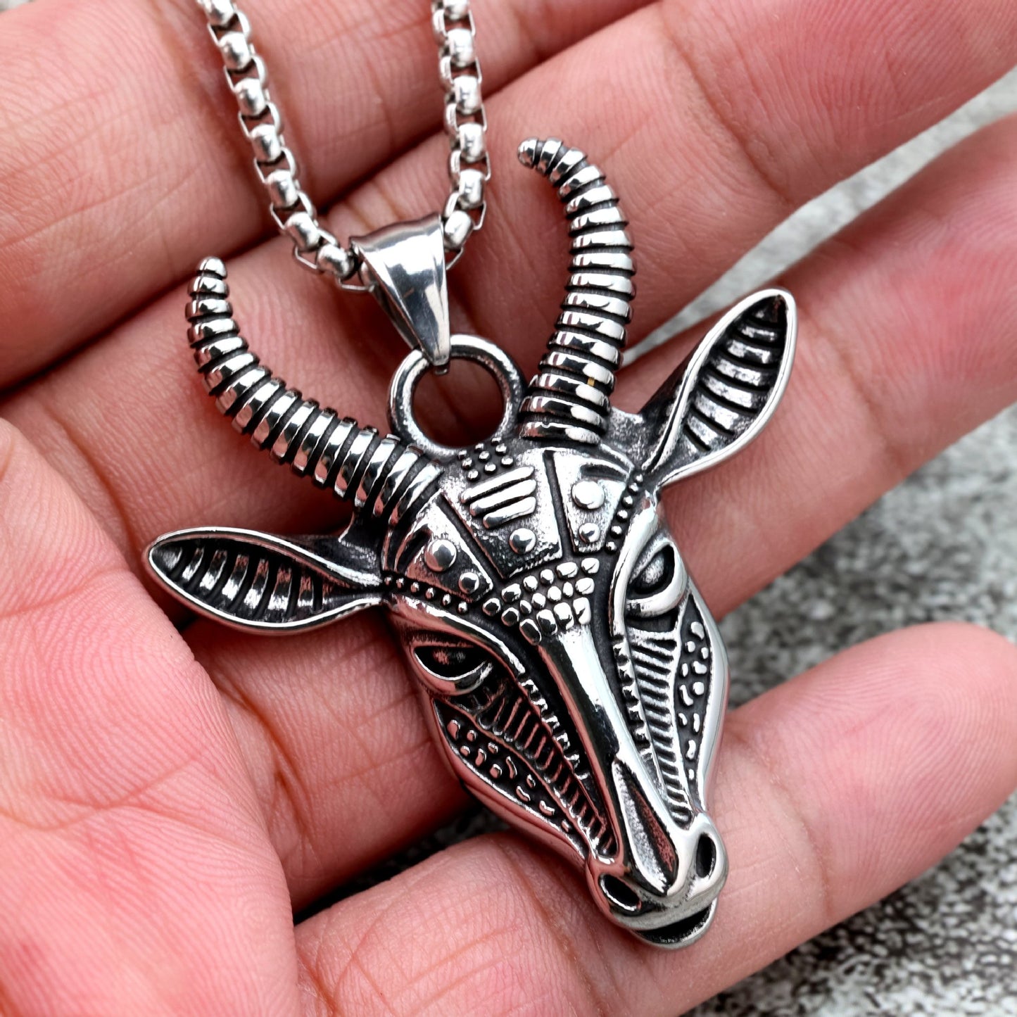 Planderful Nordic Ram Head Pendant Stainless Steel For Men Single Sided Norse Legacy Bold Jewelry Gift