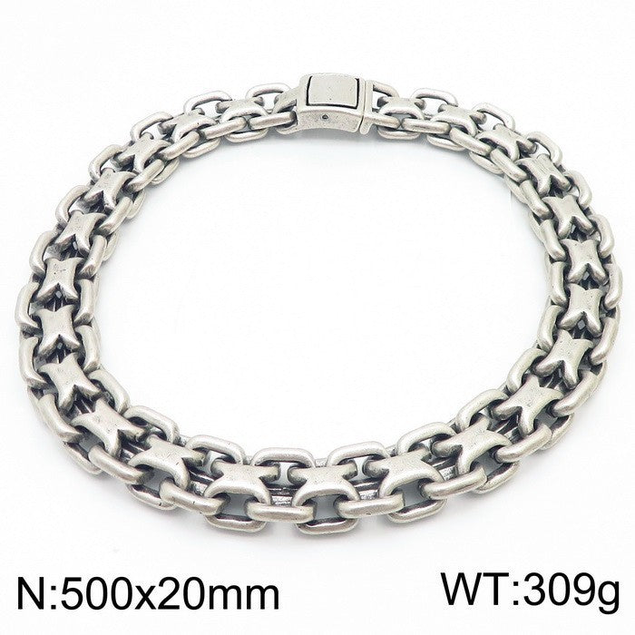 Retro Hollow Neck Chain Titanium Steel Men Necklace