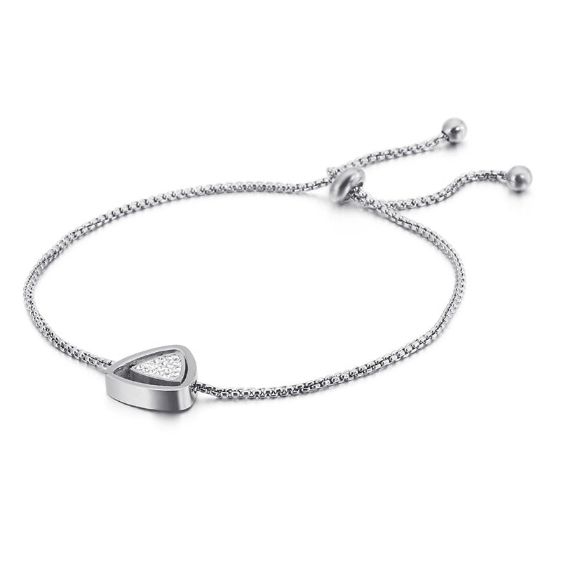 Daily Commuting Minimalist Stainless Steel Geometric Zircon Bracelet Square Pearl Chain
