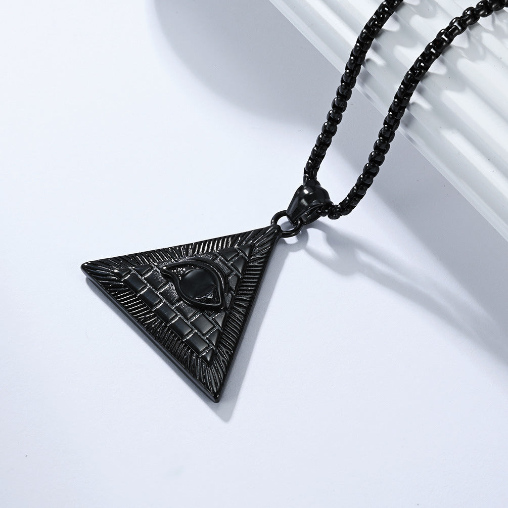 Eye Of Horus Necklace Titanium Steel Pendant For Men By Planderful Ancient Egyptian Pyramid Jewelry Protective Wear