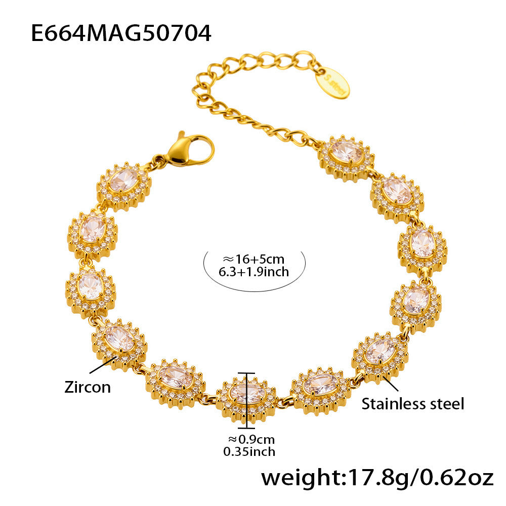 Planderful Everyday Zircon Four Leaf Stainless Bracelet Gift