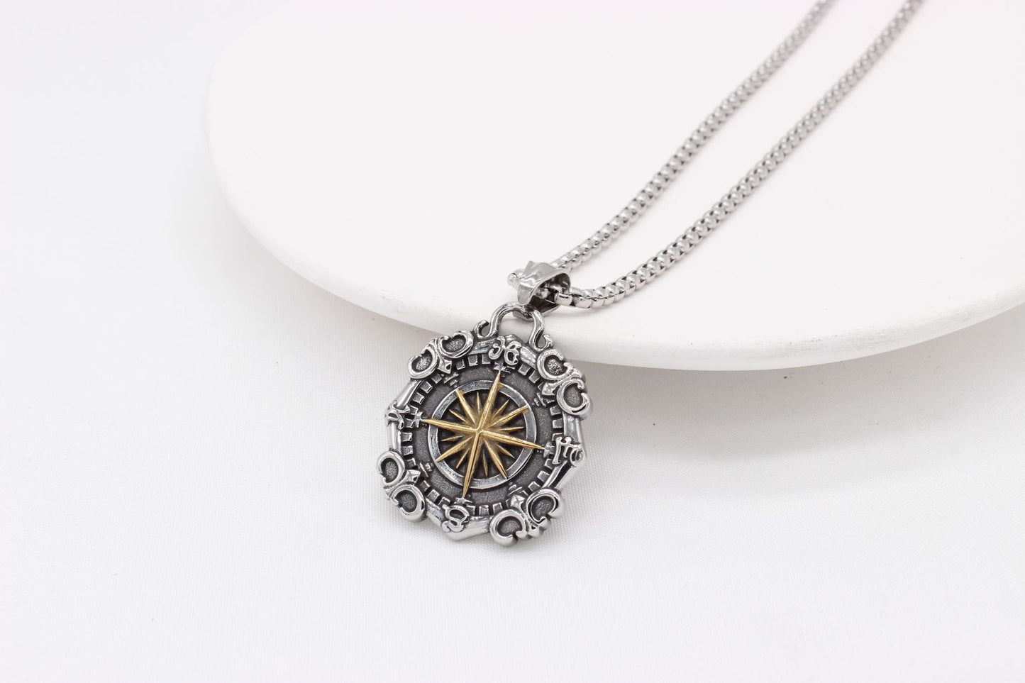 Personalized Retro Compass Pendant For Men Unisex Titanium Steel Necklace By Planderful Everyday Genie